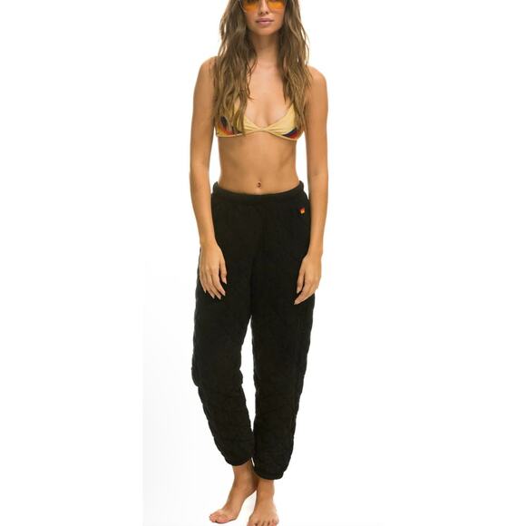 Aviator Nation Pants - Aviator Nation Black Quilted Sweatpants Women’s Size M Cozy Joggers Loungewear